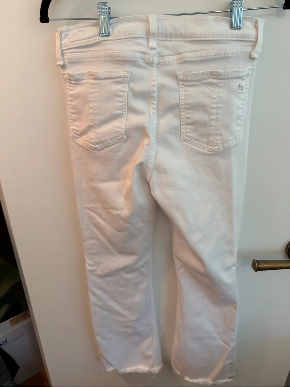 rag & bone JEAN White Flare Cropped Raw Hem Jeans Size 29